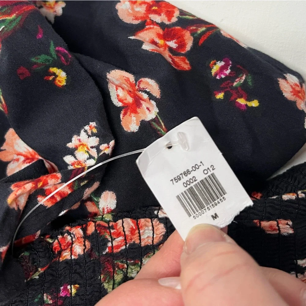 Old Navy Black Floral Long Sleeve Dress Medium NWT - Picture 9 of 9